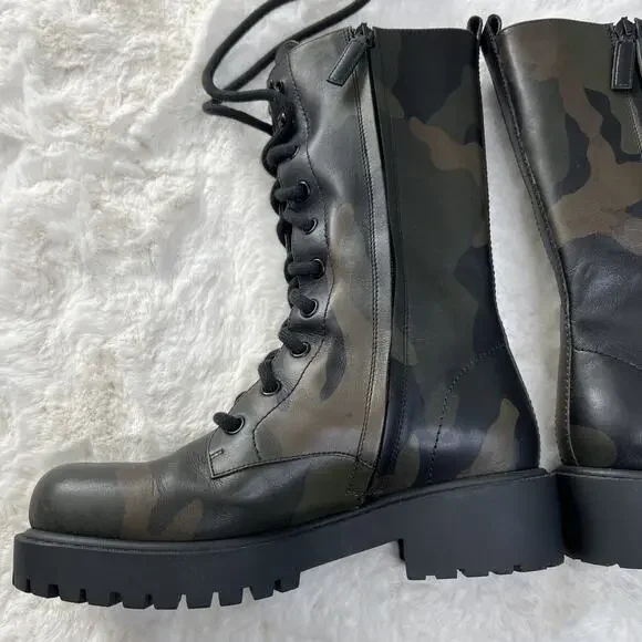 MICHAEL KORS-Military Boots/Calf High-Made in Italy-Worn 1x-No Box - Picture 10 of 16
